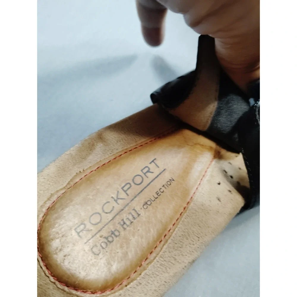 Rockport Cobb Hill‎ Black Judson Peep Sling Pumps Women 9M Resort Party Academia